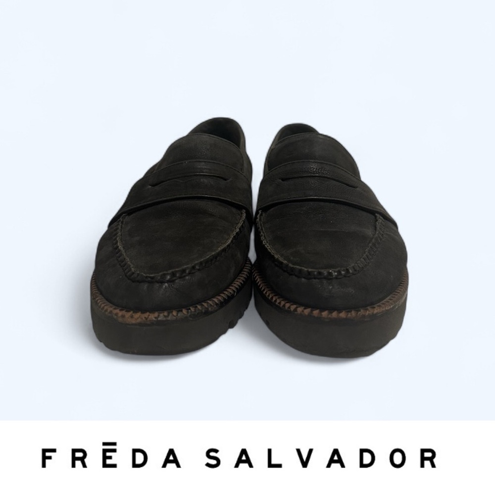 Freda Salvador Black Suede Char Loafers, Size 7.5, MSRP $400 - Picture 2 of 7